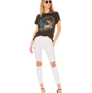 FREE PEOPLE Busted Distressed White Skinny Jean Crops